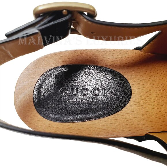 GUCCI SHOES HORSEBIT WEB BLACK LEATHER PLATFORM CLOGS w STUDS sz 39.5 9.5 - Picture 10 of 15